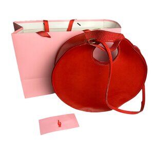 HoneyMouth Heather Circle Tote Pepper Red Italian Leather Handmade Knoxville TN